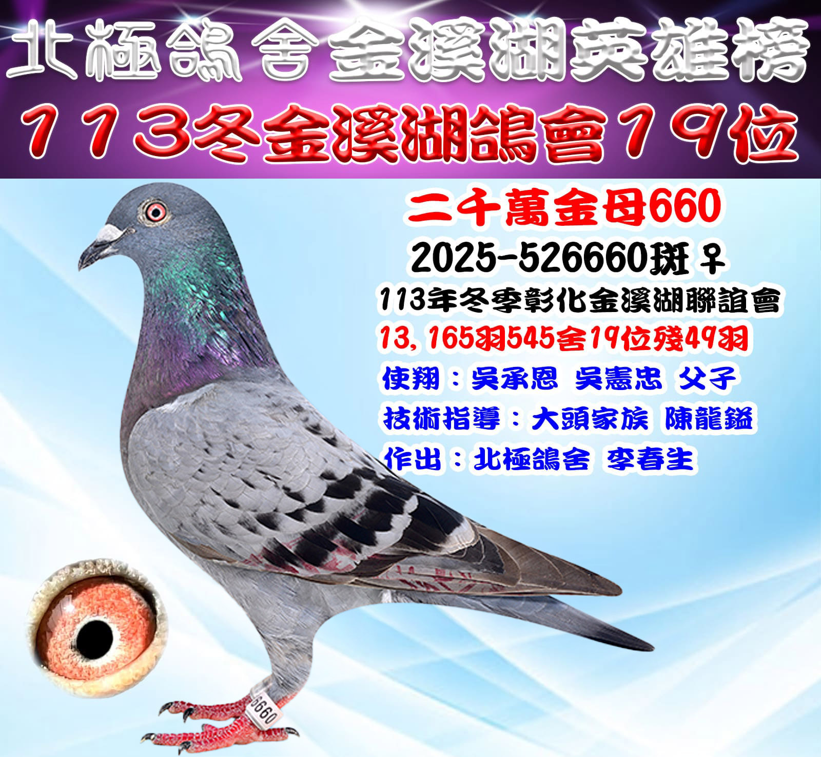 金溪湖2025-526660斑♀13,165羽545舍19位 金溪湖2025-526660斑♀13,165羽545舍19位